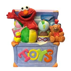 VTG 1993 Enesco Sesame Street Elmo in a Toy Chest Ceramic Music Box, EUC